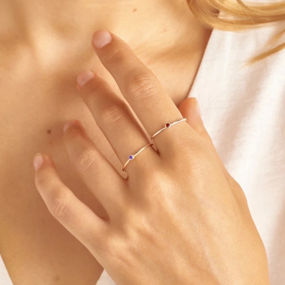 FEBRUARY Amethyst Birthstone 14K Gold-Plated Ring - Picture 2 of 6